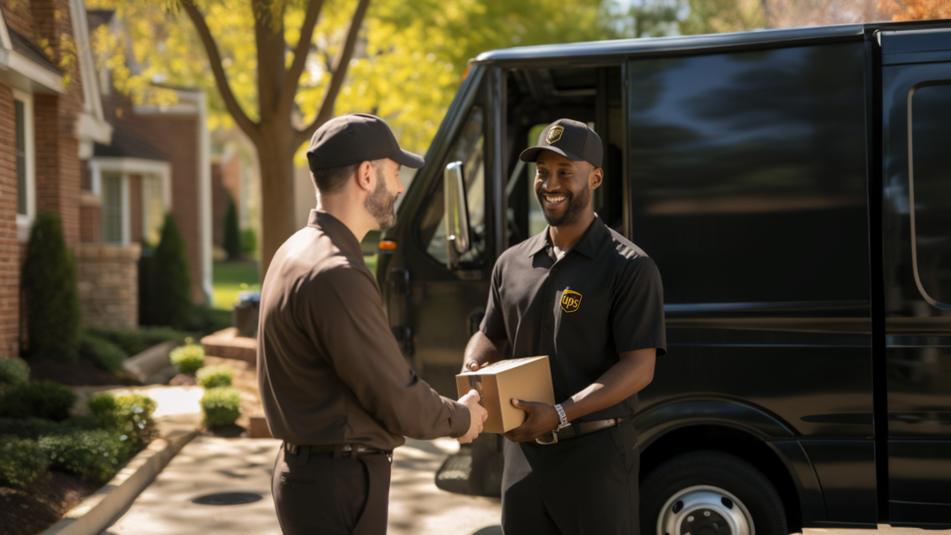 UPS employee delivering a package - Shipping Statistics UPS